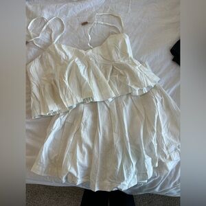 White Ruffled Two-Piece Set